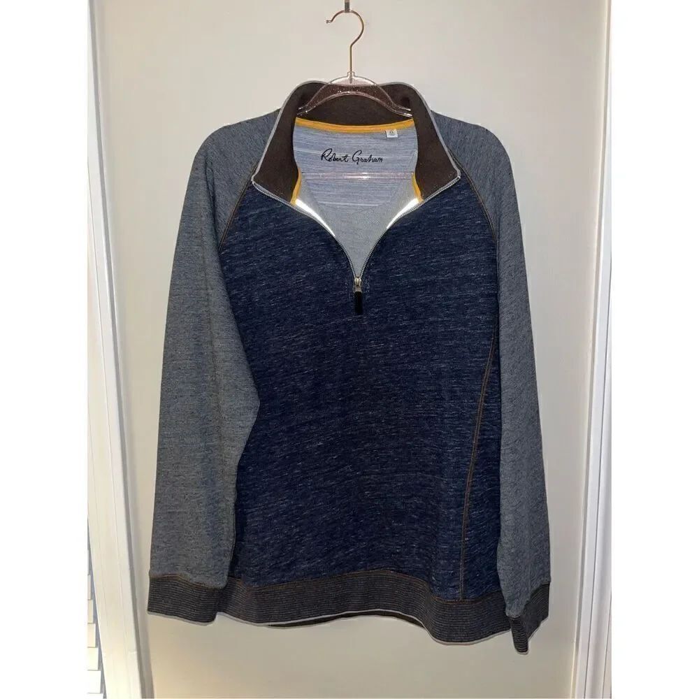 Robert Graham Classic Fit Men's XL Blue Heather 1/4 Zip Pullover Sweater
